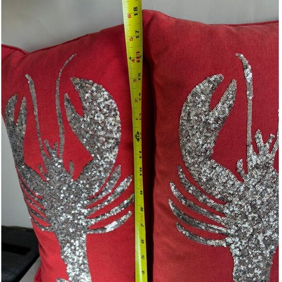 Unbranded Set of 2 Lobster Throw Pillows Red Size 18" x 12" - Picture 2 of 8